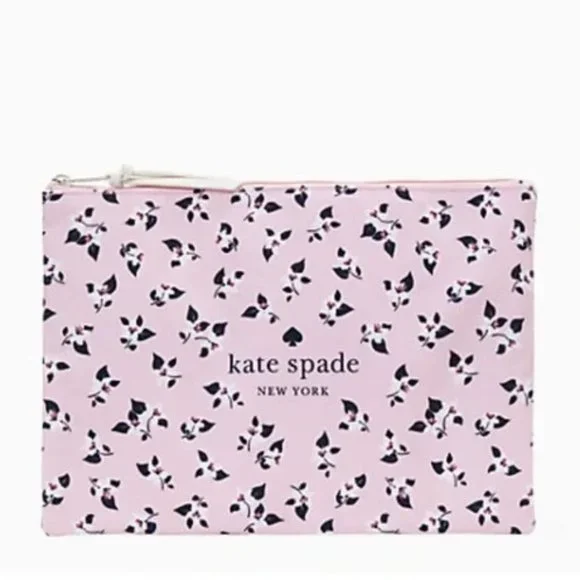 Kate Spade Large Canvas Floral Print Zip Pouch - Picture 1 of 14